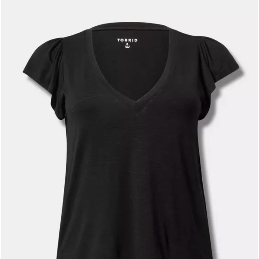 Torrid Black Short Sleeve V-Neck Top